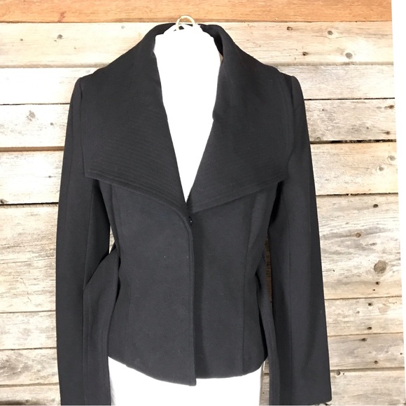 Willi Smith Black Blazer Jacket with wide Quilted Collar - Picture 4 of 15